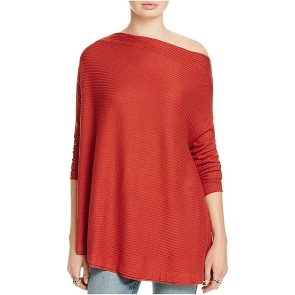 Free People Lover Rib Split Back Knit Sweater - Rust, Terracotta - Picture 1 of 10